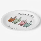 バブルティー漫画イラストレーション ペーパープレート (アングル)