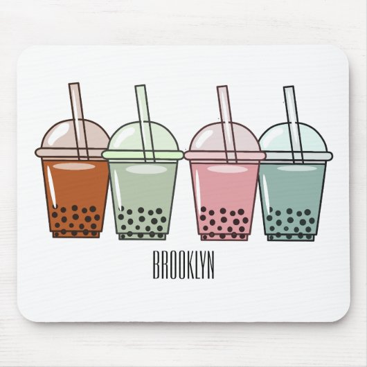 バブルティー漫画イラストレーション マウスパッド (正面)