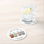 バブルティー漫画イラストレーション ラウンドペーパーコースター (インサイチュ)