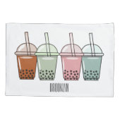 バブルティー漫画イラストレーション 枕カバー (裏面)