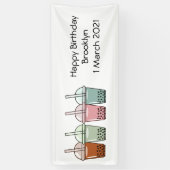 バブルティー漫画イラストレーション 横断幕 (縦)