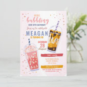 バブルティー誕生日カフェショップお祝い 招待状 (スタンド正面)