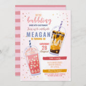 バブルティー誕生日カフェショップお祝い 招待状 (正面/裏面)