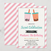 バブルティー誕生日招待状 招待状 (正面/裏面)