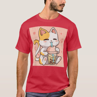 バブルティー ボバ 猫 かわいい アニメ カワイイ エステティック ネ Tシャツ