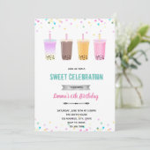 バブルティー ミルクティー 誕生日 招待状 (スタンド正面)