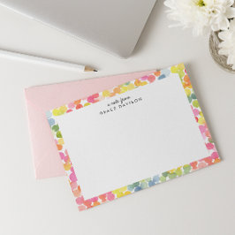 バブルティー レインボー  パーソナライズ ネーム モノグラム キュート ノートカード