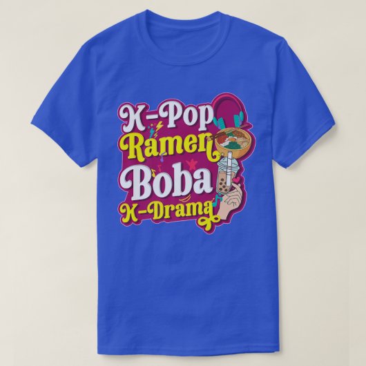 バブルティーKドラマ好きKラーメポップ・アートのンBoba KDrama Tシャツ (デザイン正面)