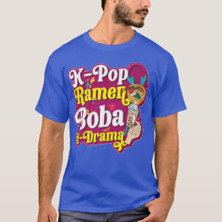 バブルティーKドラマ好きKラーメポップ・アートのンBoba KDrama Tシャツ
