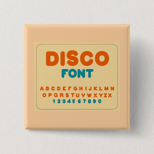 バブルディスコフォントはっきりしたヴィンテージ文字 缶バッジ (正面)