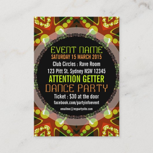 バブルドットイベントパーティーミニフライヤー 名刺 (正面)