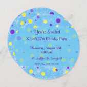 バブルドット誕生日円 招待状 (正面/裏面)