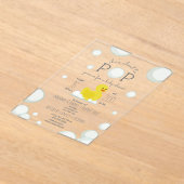 バブルニュートラルポップ・アートのベビーシャワーをアヒルする アクリル招待状 (レイダウン)