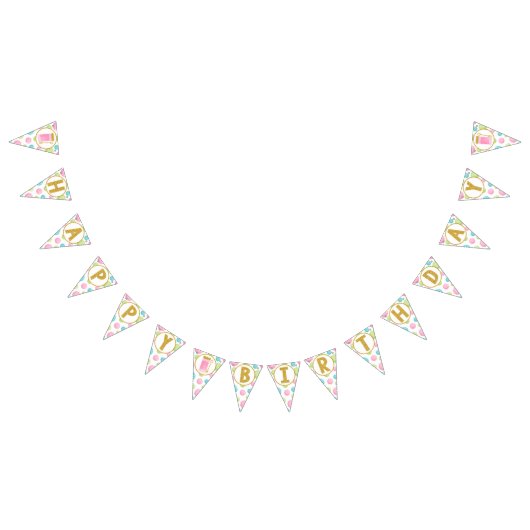 バブルハッピーバースデーバナー、バブルパーティー バンティングフラッグ (全)