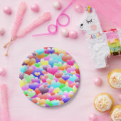 バブルハート濃色 ペーパープレート (パーティー)