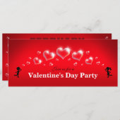 バブルハート – バレンタインデーパーティの招待状 招待状 (正面/裏面)