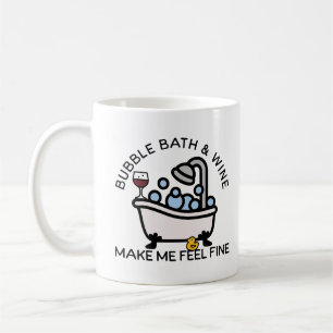 バブルバスとワイン コーヒーマグカップ