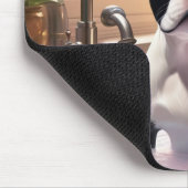 バブルバスに乗るボストンテリア マウスパッド (コーナー)