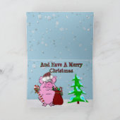 バブルバスに豚を乗せたクリスマスカード カード (内部)