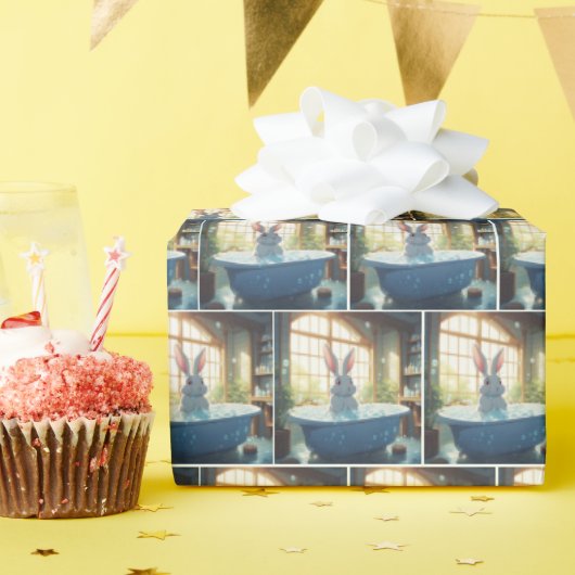 バブルバスのバニー ラッピングペーパー (誕生日パーティー)