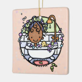 バブルバスバスタブ暗い肌ガールクローフット セラミックオーナメント (左)