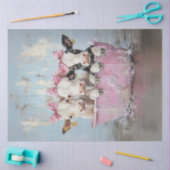 バブルバスピンクのタブにデコップジャージー牛 薄葉紙 (クラフト)