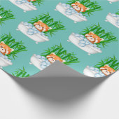 バブルバス浴槽竹かわいい赤いパンダおもしろい ラッピングペーパー (角)