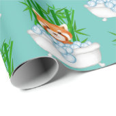 バブルバス浴槽竹かわいい赤いパンダおもしろい ラッピングペーパー (ロールコーナー)