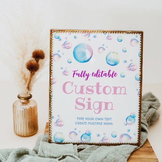 バブルバースデーパーティーテーブルのサインオポップ・アートのン ポスター