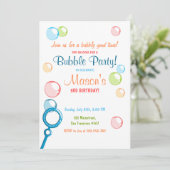バブルバースデーパーティー招ポップ・アートの待誕生日少年 招待状 (スタンド正面)