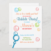 バブルバースデーパーティー招ポップ・アートの待誕生日少年 招待状 (正面/裏面)