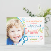 バブルバースデーパーティー招ポップ・アートの待誕生日少年 招待状 (スタンド正面)