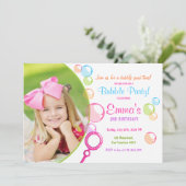 バブルバースデーパーティー招待ポップ・アートの誕生日女の子 招待状 (スタンド正面)