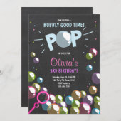 バブルバースデーパーティー招待ポップ・アートの誕生日女の子 招待状 (正面/裏面)