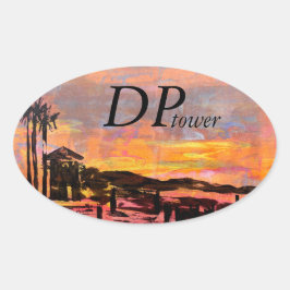 バブルパシフィックバンパーステッカー、ダナポイントタワー 楕円形シール