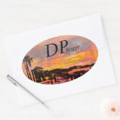 バブルパシフィックバンパーステッカー、ダナポイントタワー 楕円形シール (封筒)