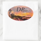 バブルパシフィックバンパーステッカー、ダナポイントタワー 楕円形シール (バッグ)