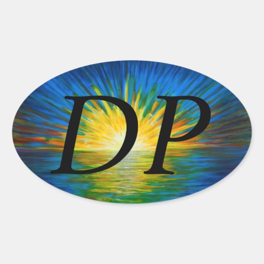 バブルパシフィックバンパーステッカー、水反射 楕円形シール (正面)