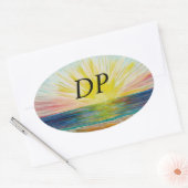 バブルパシフィックバンパーステッカー、DPサンライズ日が差すこと 楕円形シール (封筒)