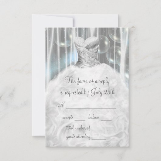 バブルパーティードレスホワイトキンセエラRSVP 出欠カード (正面)