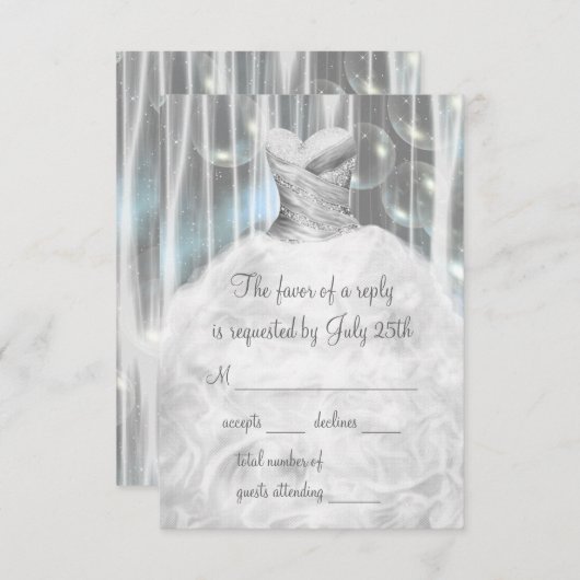 バブルパーティードレスホワイトキンセエラRSVP 出欠カード (正面/裏面)