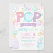バブルパーティー誕生日招待状、ポップ・アートのパーティーガール 招待状 (正面)