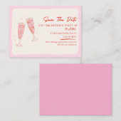 バブルピンクの誕生日招待状 エンクロージャーカード (正面/裏面)