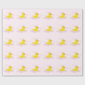 バブルピンクの赤ちゃんシャワーで鴨 ラッピングペーパー (フラット)