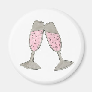 バブルピンクシャンパンガラス応援結婚ズ磁石 マグネット