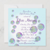 バブルピンク回転木馬ポニーガールズバースデーパーティー 招待状 (裏面)