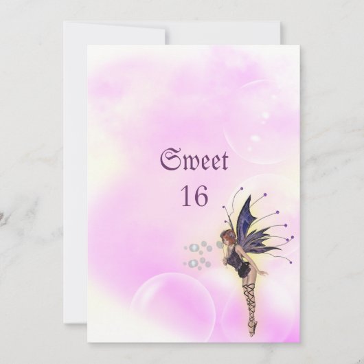 バブルフェアリーファンタジースウィート16誕生日 招待状 (正面)