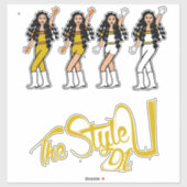 バブルブライドダンサーのステッカー(黄色/白) シール (シート)