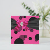 バブルブラックタイパーティーピンクブラックパーティー 招待状 (スタンド正面)