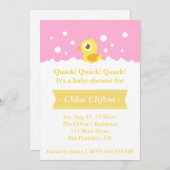 バブルベビーシャワー付きかわいいゴムダッキー(アヒルちゃん)パーティー 招待状 (正面/裏面)